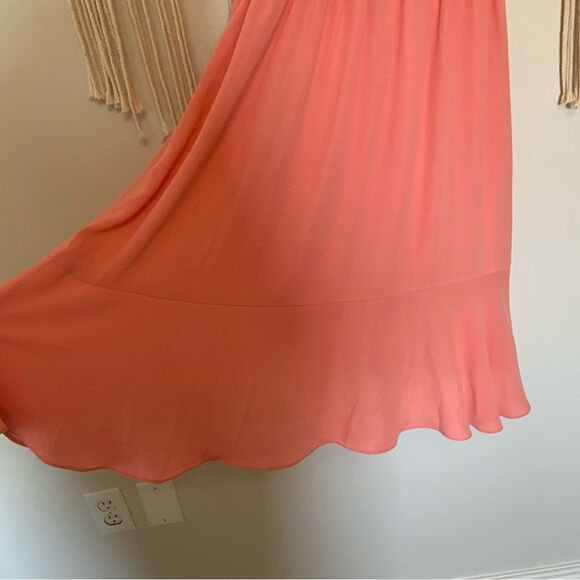 NANETTE LAPORE Women’s Light Flamingo Chiffon Smocked Waist Dress Size 6 - Picture 9 of 12